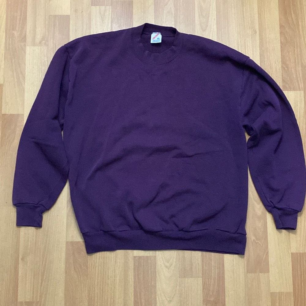 Vintage Jerzees Sweatshirt Adult XL Purple Blank Sweater Mens Faded Made In USA